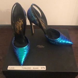 Alejandro Ingelmo Turquoise Black Pointed Heels